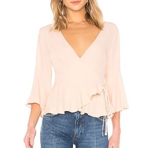 MinkPink Wanderers Wrap Top in Dusty Pink